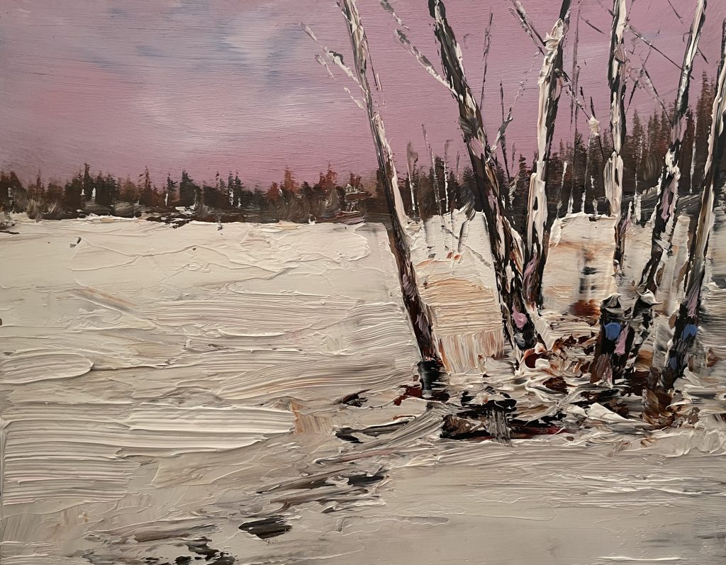 Decrepit Oaks Under the Winter Pink